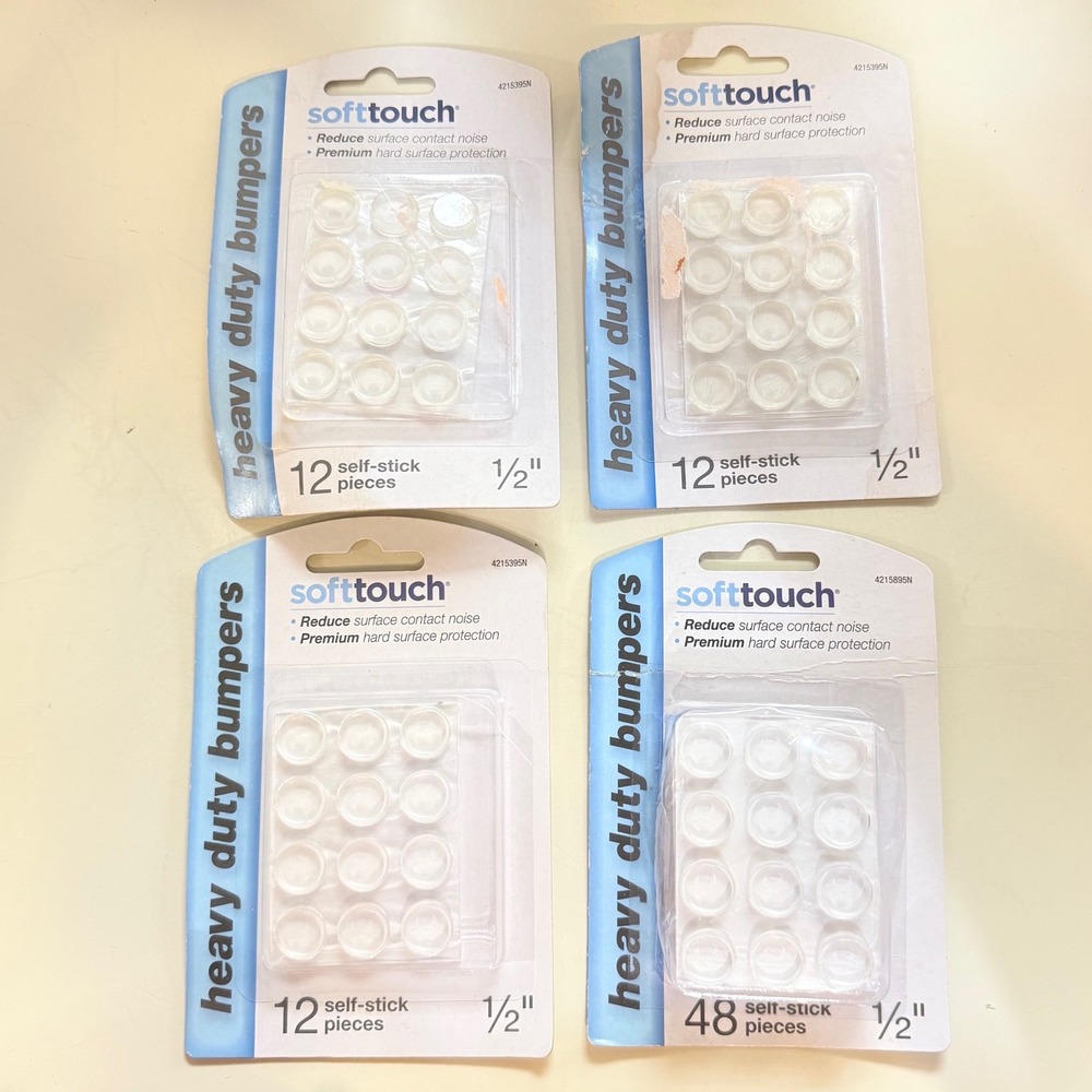 SoftTouch 1/2" Heavy Duty Self-Stick Clear Bumpers 76 Count 4215395N 4215895N